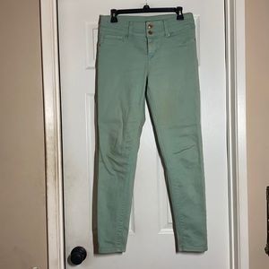 3/$10 - Soft mint green high waist skinny jeans